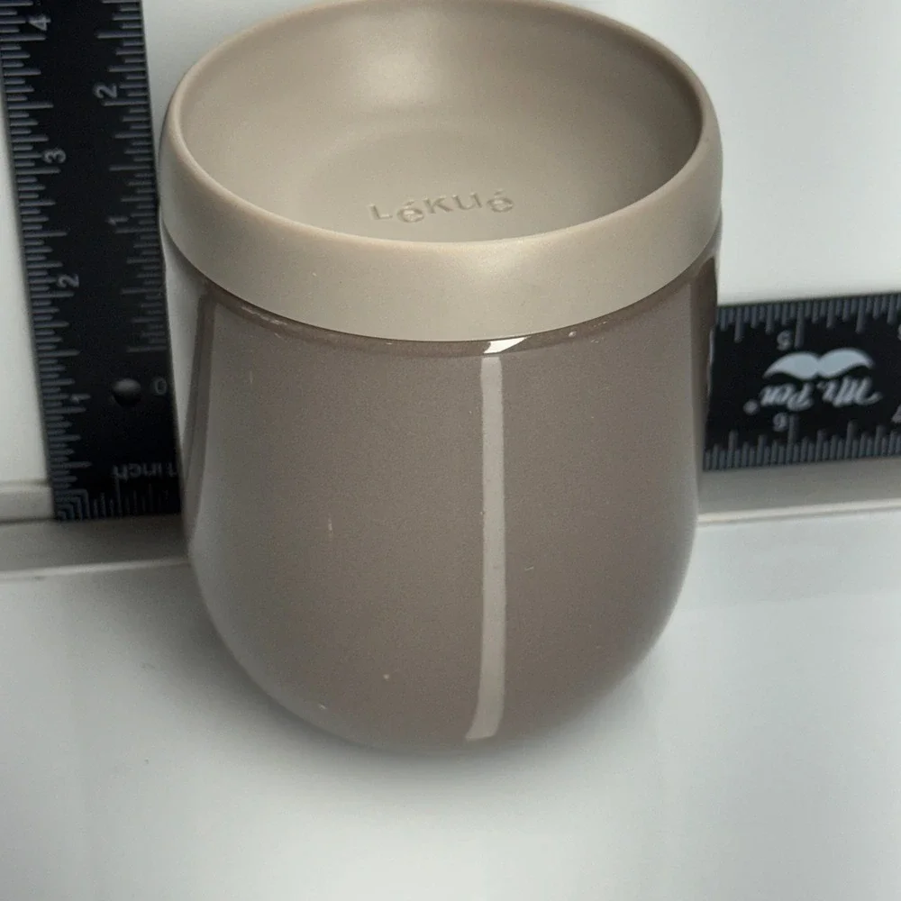 LEKUE Food Storage Container Round Beige Ceramic Cup Mug &‎ Lid